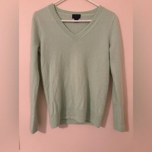 J. Crew Light Green V-Neck Sweater